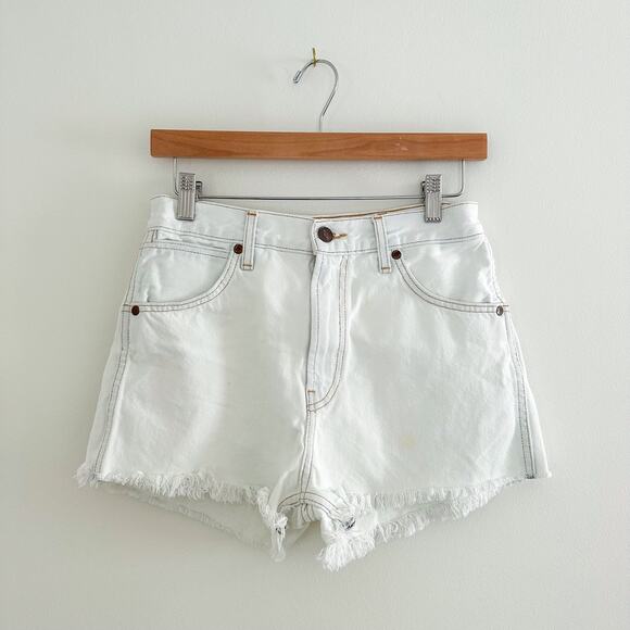 RE/DONE Double Needle Western Short Denim Frayed Hem White 27 - Picture 1 of 8